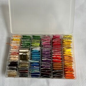 Embroidery Floss Cross Stitch Thread Lot of 138 on Cards Yellow Purple w. Case